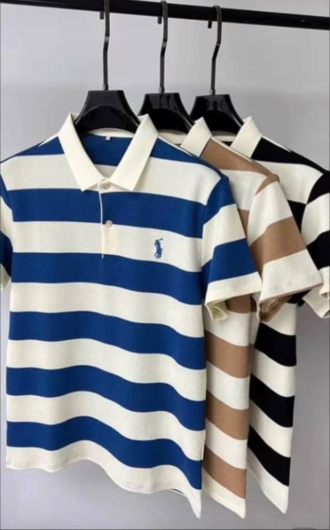 Polo Ralph Lauren Homme Rayé Bleu et Blanc Manches Courtes