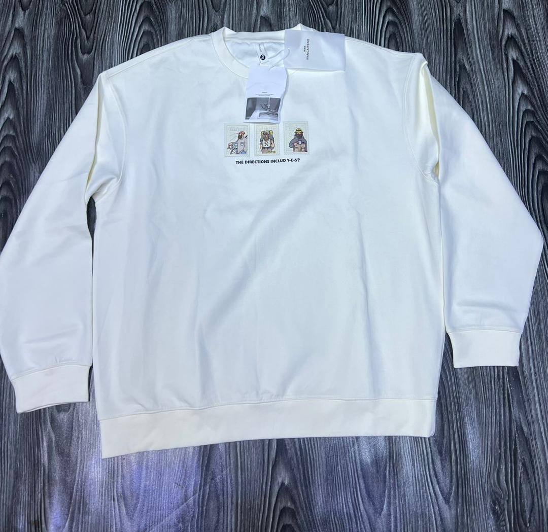 Sweatshirt Mixte Blanc Imprimé "The Directions" Manches Longues