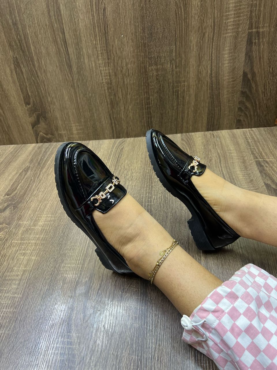 Mocassins à talon en vernis